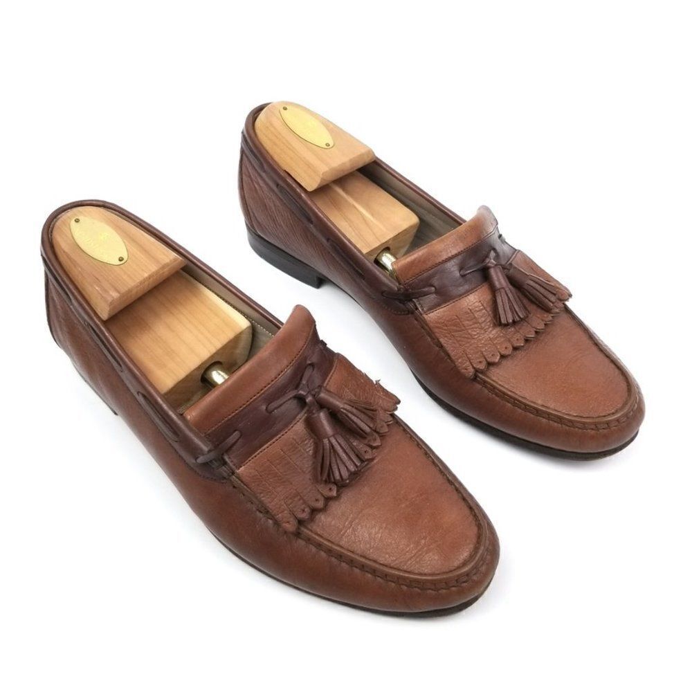 Bally Kiltie Tassel Loafers Slip On Driving Shoes Brown Leather Preppy Old Money